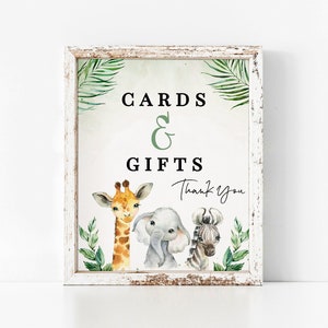 Safari Karten und Geschenke Tischschild Vorlage 0391, Babyparty, printable SOFORTIGER DOWNLOAD digitale Dateien, Corjl