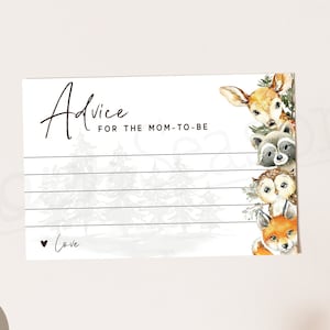 Woodland baby shower advies kaartsjabloon DOWNLOAD, Forest baby shower activiteit, digitaal bestand, Corjl - ws5