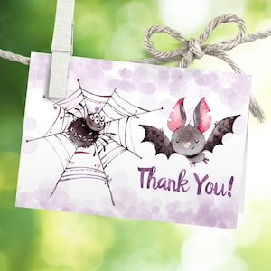 Halloween Bats Baby Shower Podziękowania Karty, do wydruku NATYCHMIASTOWE POBIERANIE - hs1