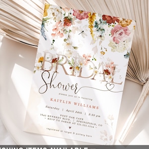 Editable Floral Bridal Shower Invitation Template download, DIGITAL files, Corjl - 09wg2