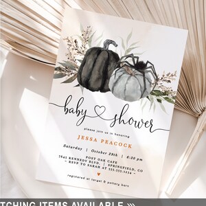Editable Pumpkin Baby Shower Invitation Template DOWNLOAD, 5x7 invite, DIGITAL file, Corjl - bt24