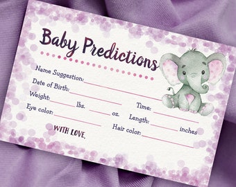 Purple Baby Predictions, Purple Printable, Baby Shower Activity, INSTANT DOWNLOAD digital file - 13h