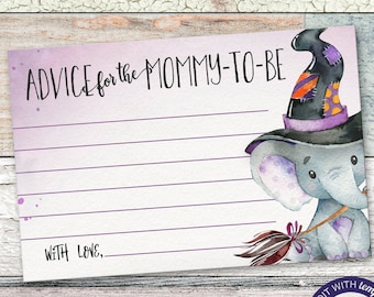 Mommy Advice Cards Printable Elephant Baby Shower Activity | Etsy