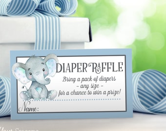Ticket voor luierverloting jongen olifant: babyshowerspel (digitale download)