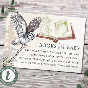 Woodland Baby Shower Book Request Card Imprimable, INSTANT DOWNLOAD fichier numérique - ws1