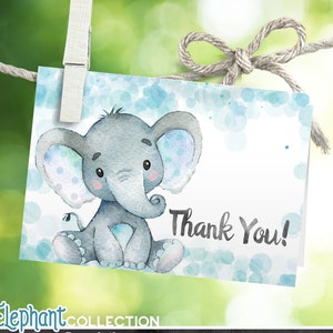 Cartes de remerciement garçon éléphant bébé douche, imprimable TÉLÉCHARGEMENT INSTANTANÉ - 01h
