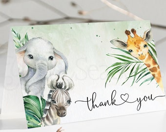 Safari Thank You Card, printable | INSTANT DOWNLOAD | editable digital file, Corjl - saf1