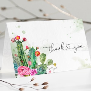 Cactus Thank You Card, imprimible / DESCARGA INSTANTÁNEA / archivo digital editable, Corjl - wh32