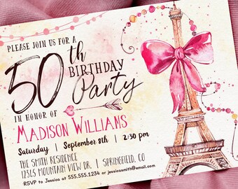 Paris Invitation Etsy Paris Invitation Etsy