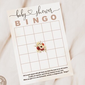 Fall Baby Shower Bingo Game Template | INSTANT DOWNLOAD | editable digital file, Corjl - bt54
