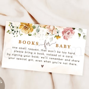 Bewerkbaar Floral Baby Shower Book Request Card Template DOWNLOAD | DIGITAAL bestand, Corjl- 09wg