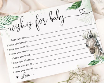 Safari Baby Shower Wishes Card: Printable Zebra Activity (Digital File)