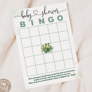 Cactus Baby Shower Bingo Game Template DOWNLOAD, editable DIGITAL file, Corjl - wh32