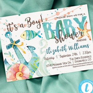 Nautical Anchor Baby Shower Invitation Boy (Digital File)