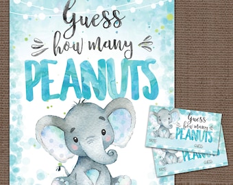 Peanut Guessing Game,  Elephant Baby Shower printable INSTANT DOWNLOAD digital files - 01h