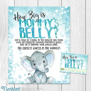 Elefant-Babyparty-Spiel: Wie groß ist Mamas Bauch (digitaler Download)