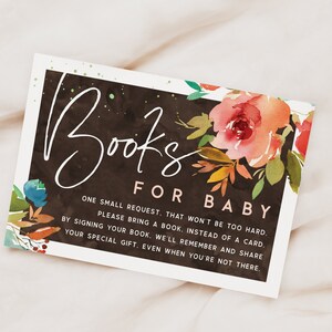 Baby shower boek aanvraag kaart afdrukbare, bewerkbare sjabloon digitaal downloadbestand, Corjl-85w