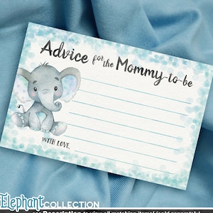 Cartes de conseils de maman imprimables, activité baby shower éléphant, fichiers numériques TÉLÉCHARGEMENT IMMÉDIAT - 01 h
