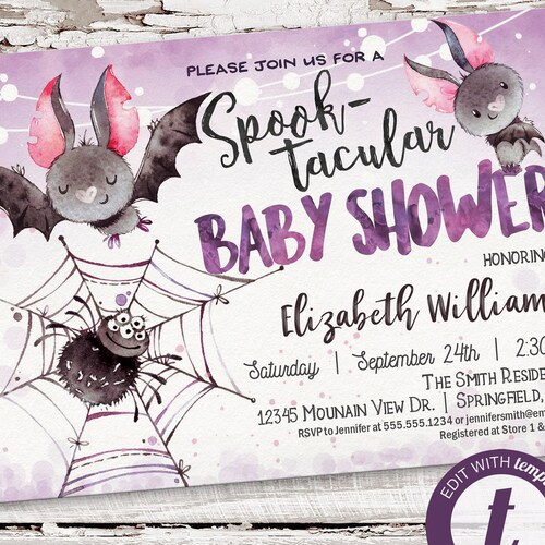 Editable Halloween Baby Shower Invitation. Halloween Gender Etsy