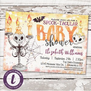 Baby Shower Halloween Invitation, printable invite, INSTANT DOWNLOAD, editable digital file - hs1