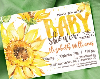 Sunflower Baby Shower Invitation Etsy
