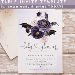 Halloween Baby Shower Invitation, 5x7 invite | INSTANT DOWNLOAD | editable digital file, Corjl