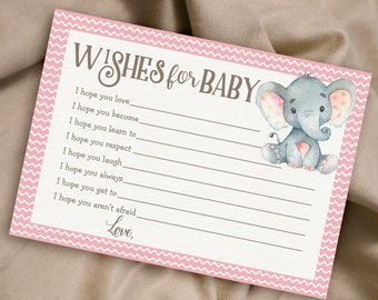 Pink Elephant Baby Shower Advice Cards – Set Of 20 Fun Shaped Cards For Wishes & Games - View #4