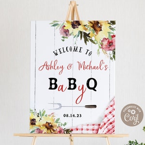 Baby-Q Welcome Sign: BBQ Baby Shower Decor (Digital Download)