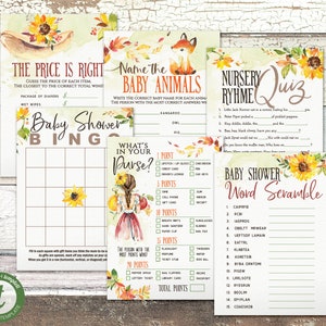 Fall Baby Shower Games Package Printable INSTANT DOWNLOAD - Etsy