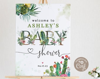 Letrero de bienvenida de cactus para baby shower: imprimible del suroeste (descarga digital)