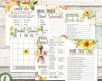 Fall Bridal Shower Games Bundle, printable INSTANT DOWNLOAD digital files, fs3