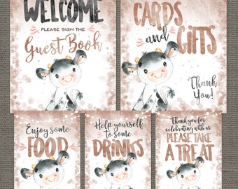 Baby Shower Table Signs Package, Cow, Farm printable INSTANT DOWNLOAD digital files - 04h