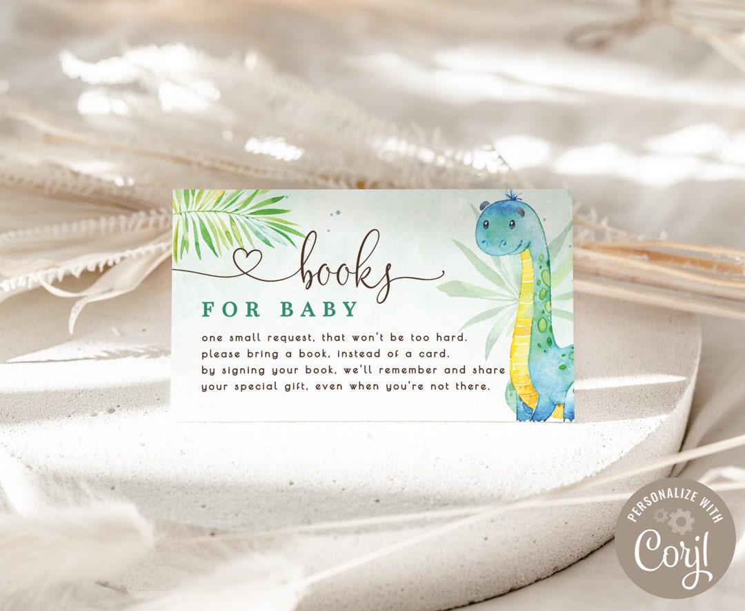 Editable Dinosaur Baby Shower Book Request Template DOWNLOAD Printable ...