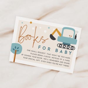 Demande de livre de baby shower de construction, modèle modifiable en téléchargement, fichier numérique Corjl 006