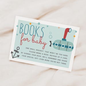 Nautical Baby Shower Book Request Card: Ocean Theme (Digital Download)