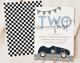 Two Fast Birthday Invitation, Boy 2nd Birthday Invite, Editable Template Digital Download, Corjl