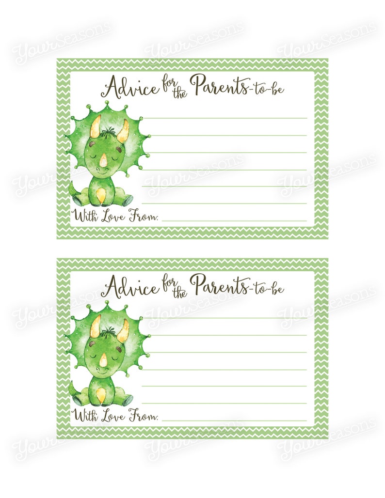 Mommy Advice Cards Printable Dinosaur Baby Shower Activity | Etsy