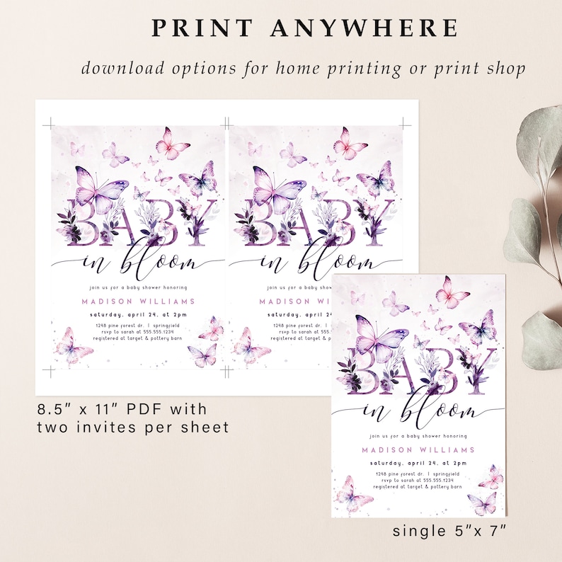 Print single 5x7 or 8.5x11 with two per sheet.