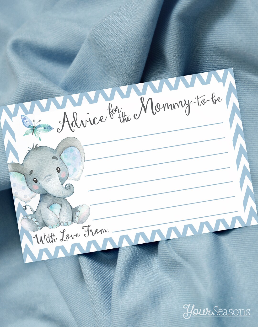 Mommy Advice Cards Printable, Elephant Baby Shower Activity, INSTANT ...