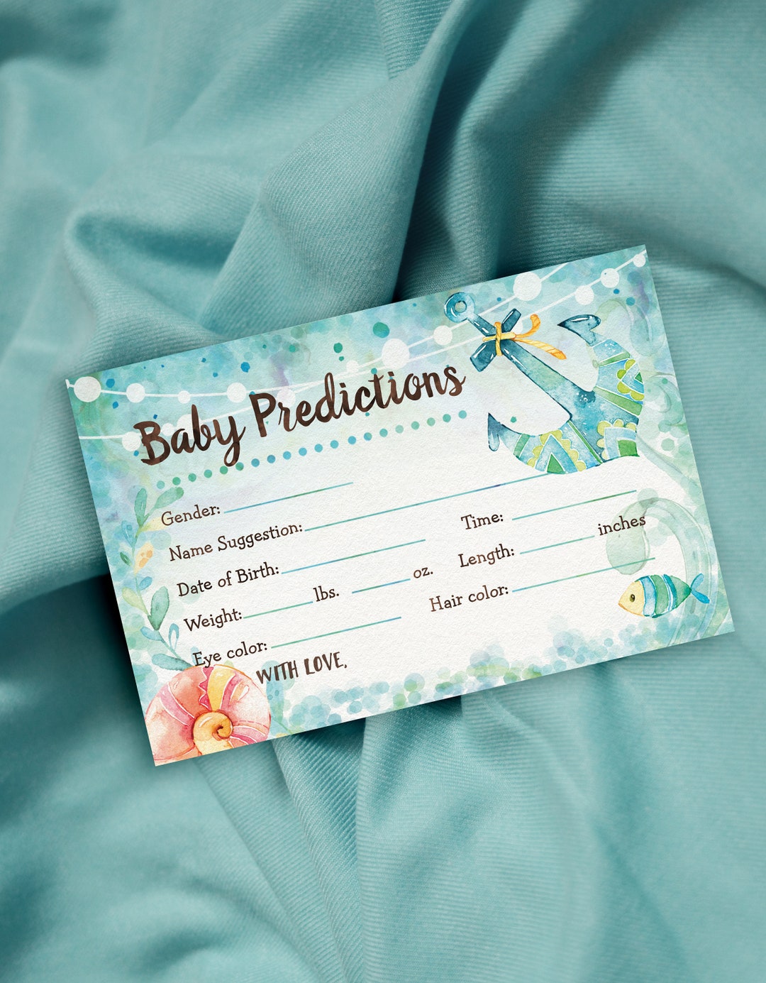 Baby Predictions Printable, Ocean Theme Baby Shower Activity, INSTANT ...