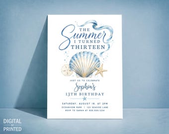 The Summer I Turned 13 Birthday Invite, Digital or Printed