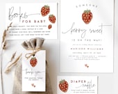 Berry Sweet Baby Shower Invitation Suite, Editable Template Bundle, Corjl DIGITAL file sb1