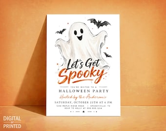 Let’s Get Spooky Halloween Party Invite, Digital or Printed