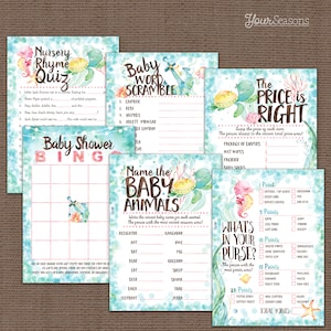 Ocean Baby Shower Games Package, Nautical printable INSTANT DOWNLOAD digital files, os1