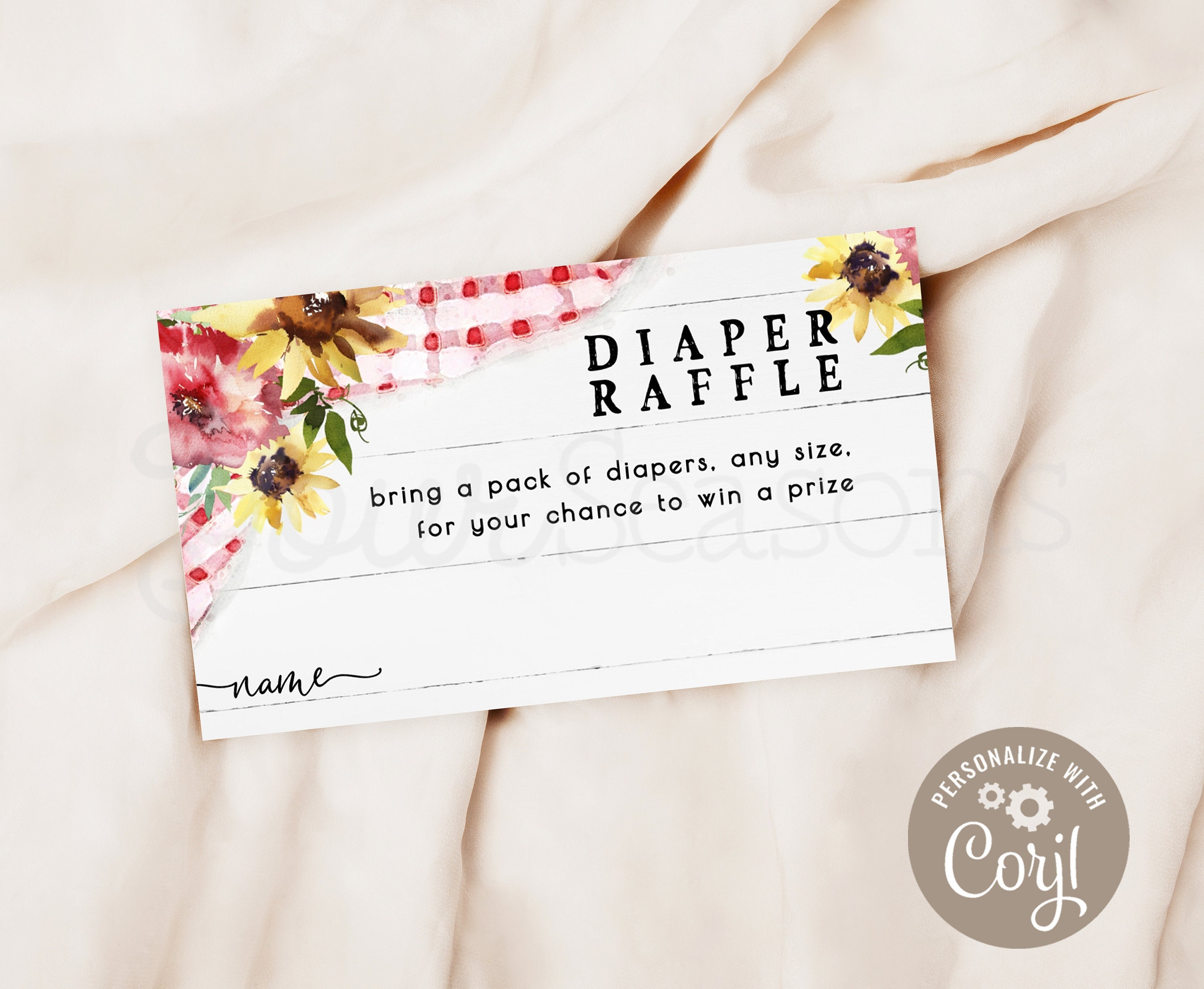 Baby-q Diaper Raffle Ticket Insert Card Baby Shower - Etsy