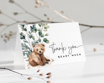 Bearly Wait Thank You Card, Editable Template Corjl Digital Download bw1