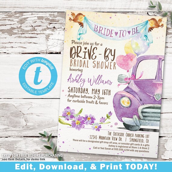 Free Printable Drive By Bridal Shower Invitations at Julius Collins blog