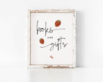 Berry Sweet Baby Shower Sign: Books and Gifts Table Decor (Digital Download)