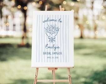 Bridal Shower Welcome Sign, Something Blue Before I Do, Editable Template sb2