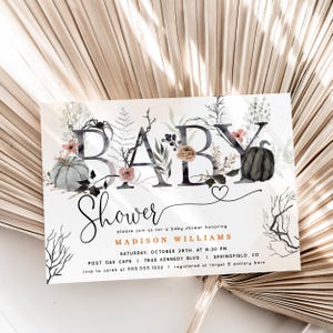 Editable Halloween Baby Shower Invitation Template to DOWNLOAD, 5x7 invite, DIGITAL file, Corjl - bt24